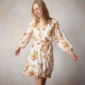 Lauren Conrad Floral Ruffle Faux Wrap Mini Dress